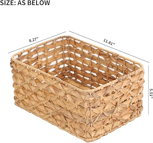 Miniatura 4 de YRMT - Cesta de almacenamiento de jacinto de agua de mimbre para organizar y organizar la canasta decorativa tejida para estantería, despensa,