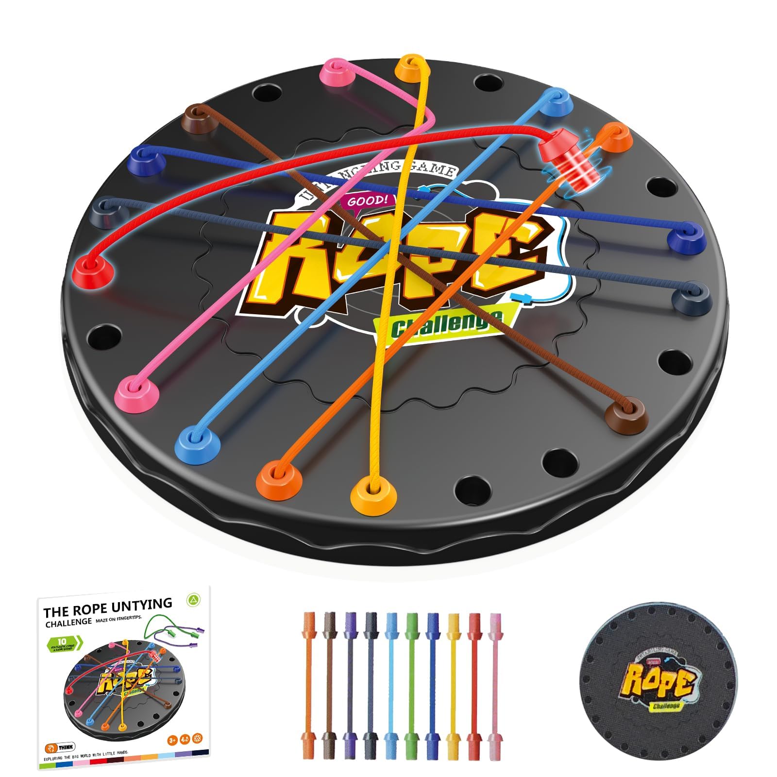 JEU DE SOCIETE Brainy Knots Rope Untangling Jeu de société Rope Challenge Logic Game Brainy Knots Corde Démêlage Jeu de stratégie - Jeux - Jouets