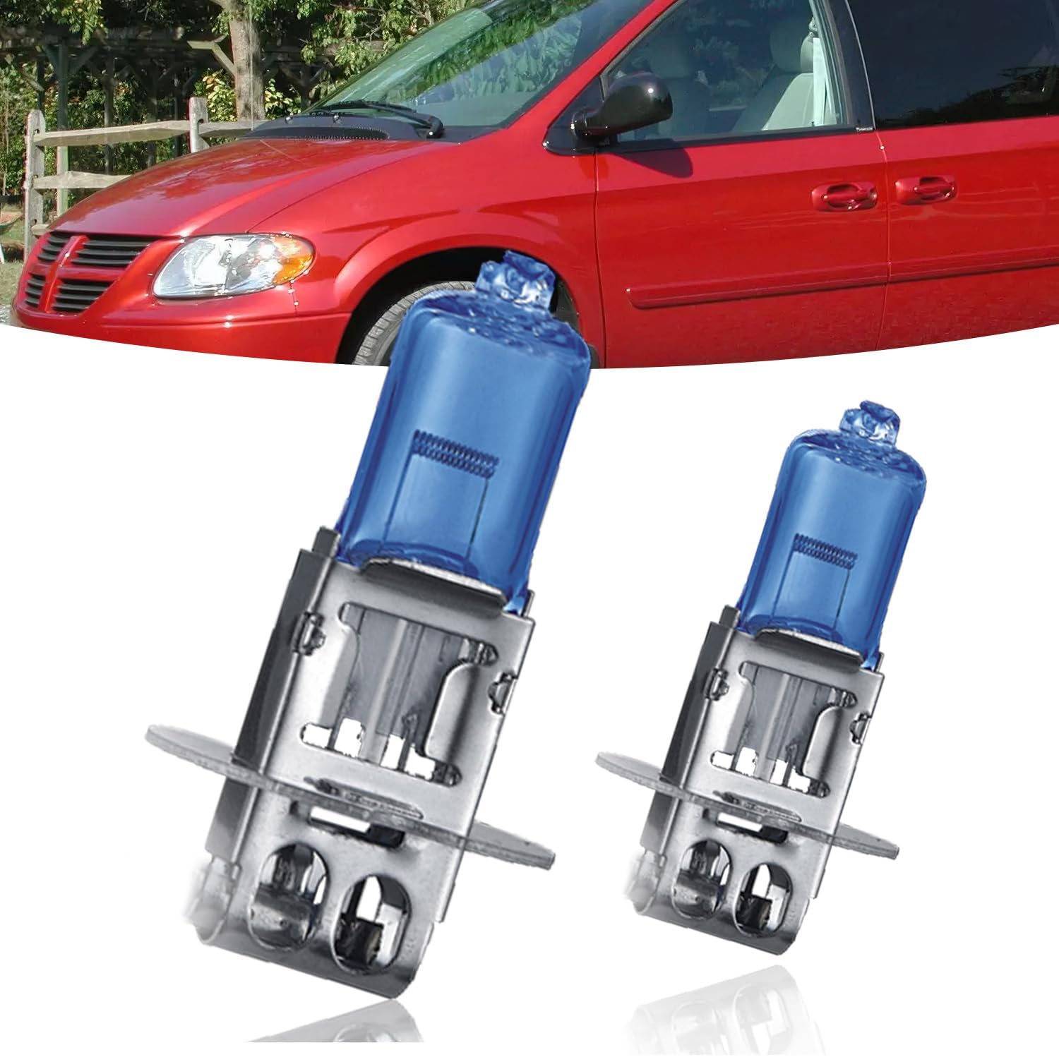 Fog lights Fit For Dodge Grand Caravan 1993-2000 Halogen Headlight Bulbs,H3 Fog Lights Bright Lights Combo,Plug & Play,Pack of 2
