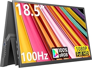 Lasitu Portable Monitor 18.5 Inch 100Hz 100% sRGB FHD 1080P Travel Monitor IPS HDR USB C Portable Screen HDMI Gaming Monitor External Monitor for Laptop PC Phone Xbox PS4-5 Switch with Kickstand