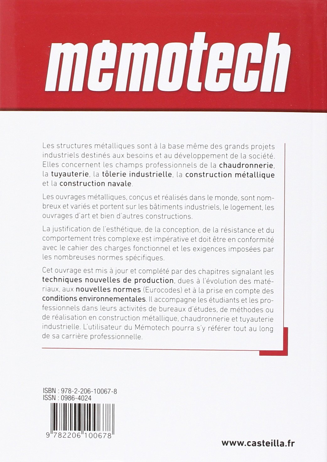 Mémotech Structures métalliques 2015 Bac Pro BTS