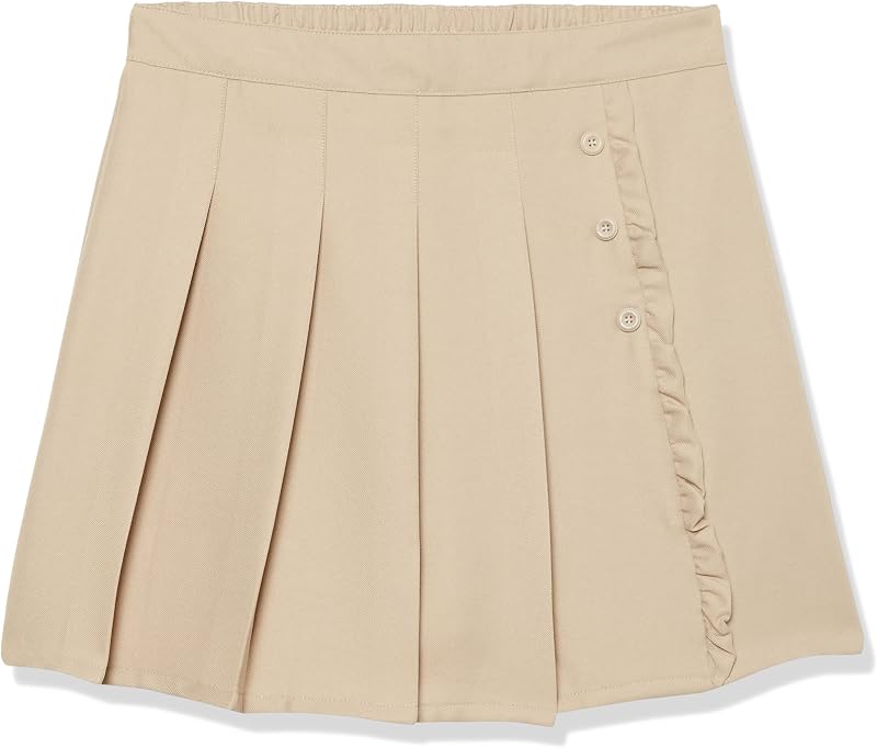 Nautica Girl's School Uniform Pleated Pull-on Scooter Skirt With Undershorts, Knit Waistband