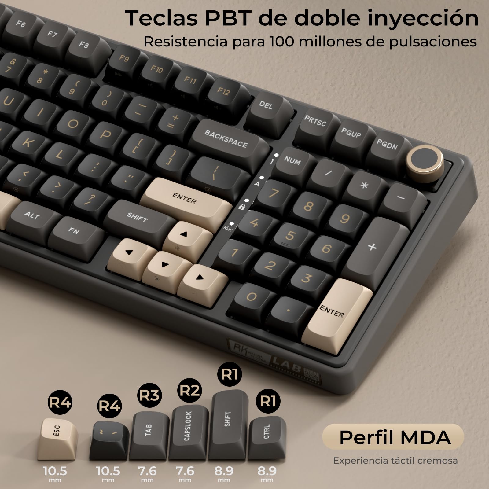 RK ROYAL KLUDGE R98 Pro Teclado Mecánico con Cable, 96% US Layout Teclado Gaming con Numérico, RGB, Perilla de Volumen, Gasket Structure, Teclas PBT MDA, Switch Lineal Pre-lubricado Hot-Swappable