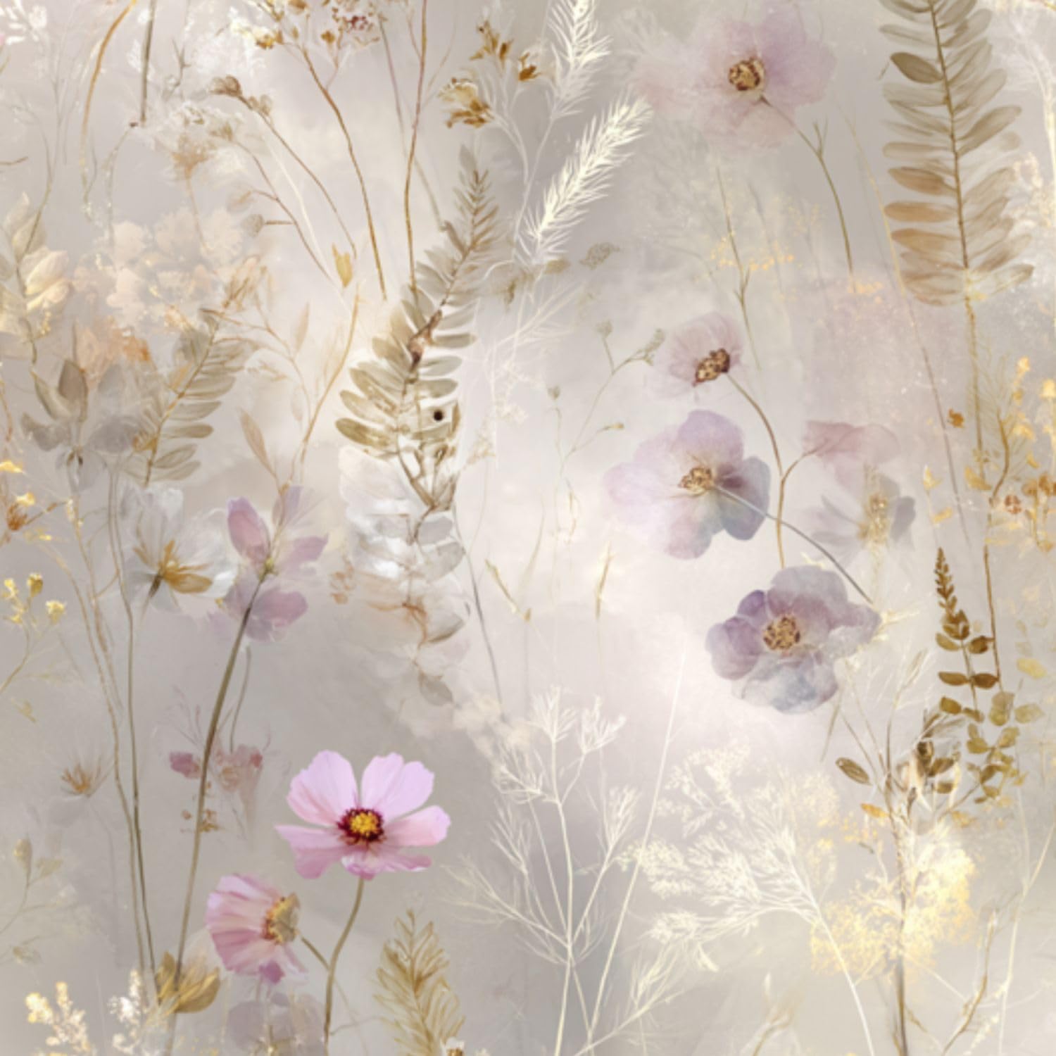 Deruinvaio Multi10 Self Adhesive Feature Removable Soft Wildflower Watercolor Natural Peel And Stick Vinyl Wallpaper Roll, Sticky Lining Paper For Bedroom, Living Room, Kitchen Walls
