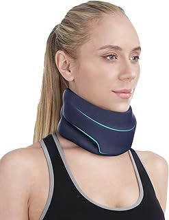 Neck Brace for Neck Pain and Support - Soft Foam Cervical Collar for Sleeping - Wraps Keep Vertebrae Stable and Aligned for Relief of Cervical Spine Pressure for Women & Men (Dark Blue-M)