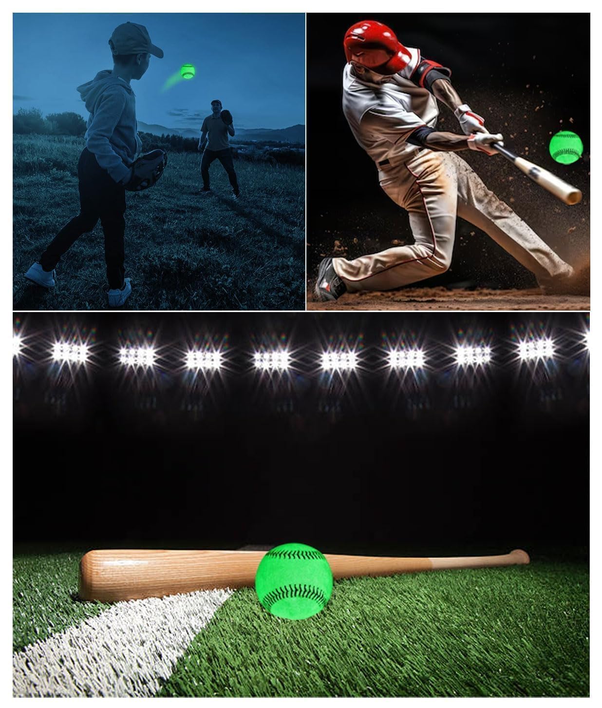 Pelotas de béisbol luminosas de 9 pulgadas que brillan en la oscuridad para práctica nocturna