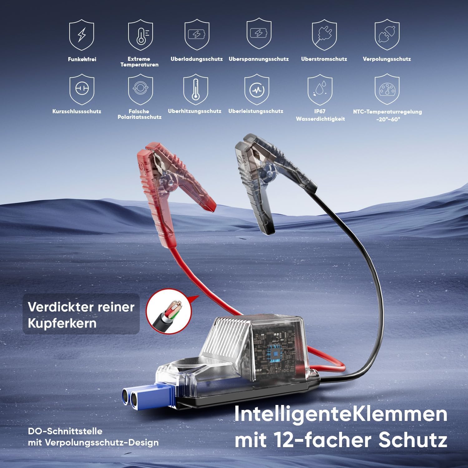 UTRAI 27000mAh Starthilfe Powerbank für Pkw, 7000A Booster Auto Starthilfe Powerbank mit Kompressor, 160W DC-Ausgang, 1600 Lumen LED Taschenlampe, Jump Starter für All Benzin, 12L Dieselmotor