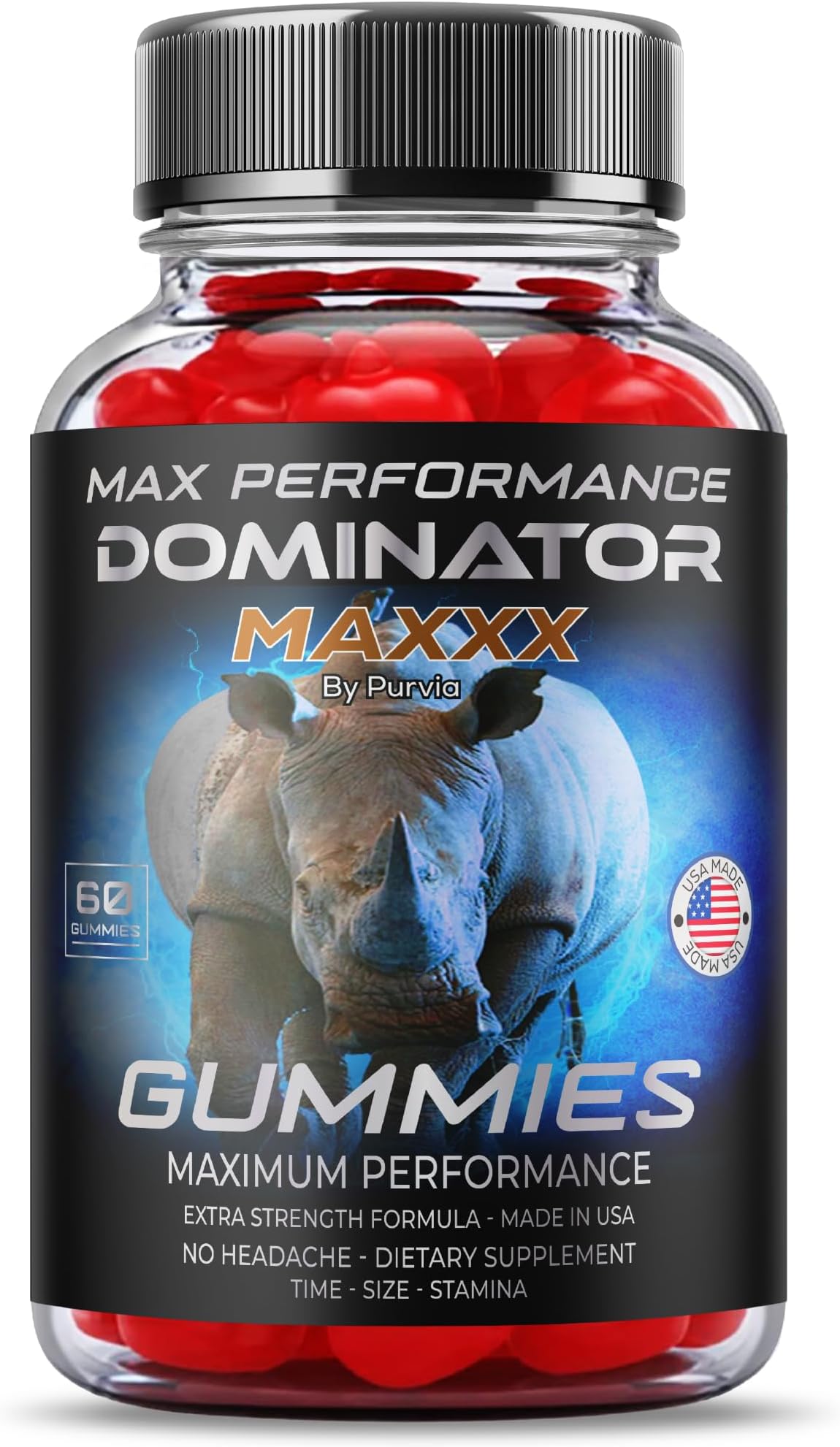 Dominator Maxx Gummies Maximum Strength Performance Gummies, Dominator Maxxx Gummies Extra Strength Overall Wellness Support, Dominator Max Gummies, DominatorMax Great Taste Mad in USA (60 Gummies)