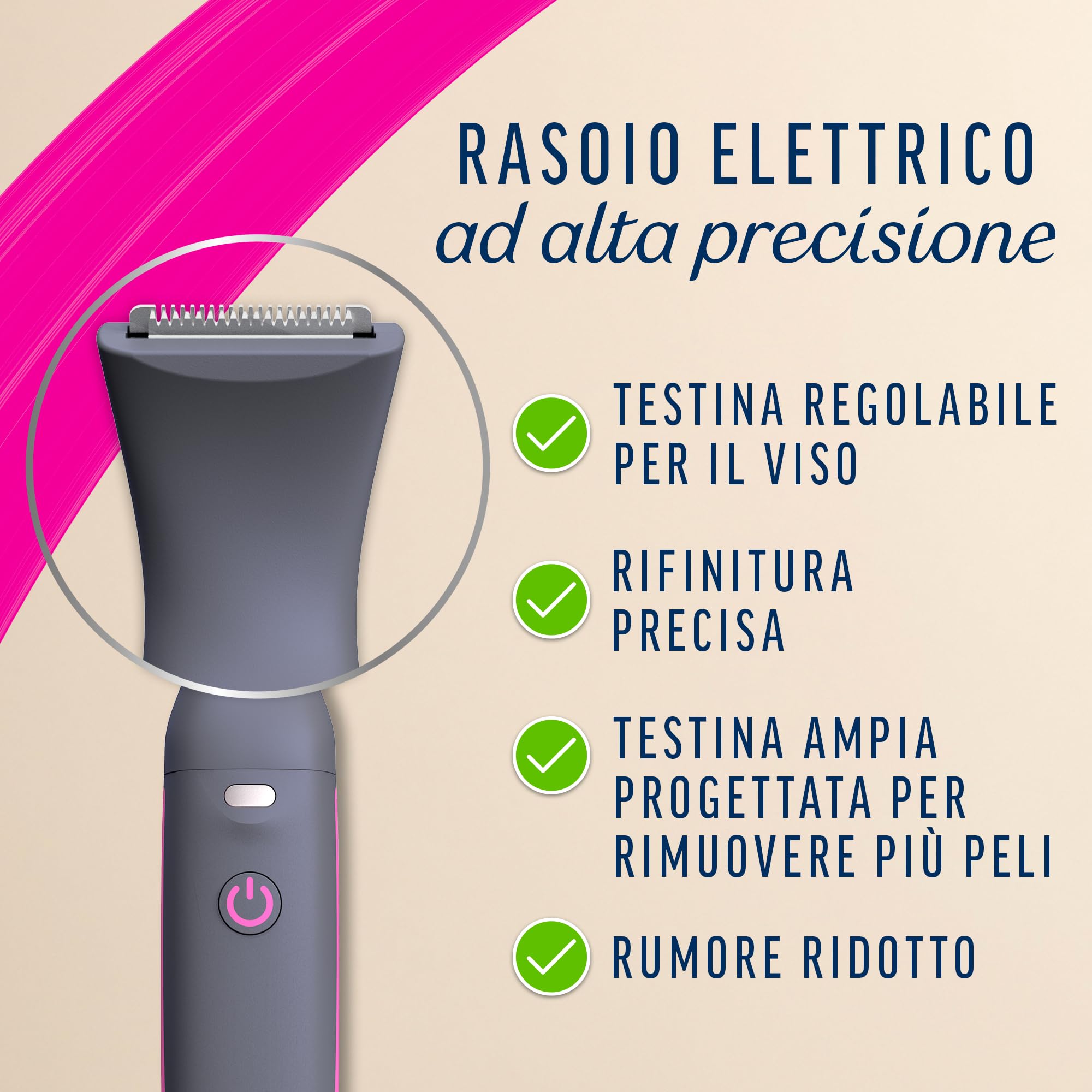 Veet Expert All-In-One Trimmer, Rasoio elettrico donna, Viso e parti intime, 100% waterproof, 2 testine e 3 pettini, Rasatura ad alta precisione, Cordless + Strisce Depilatorie viso Pelli Sensibili