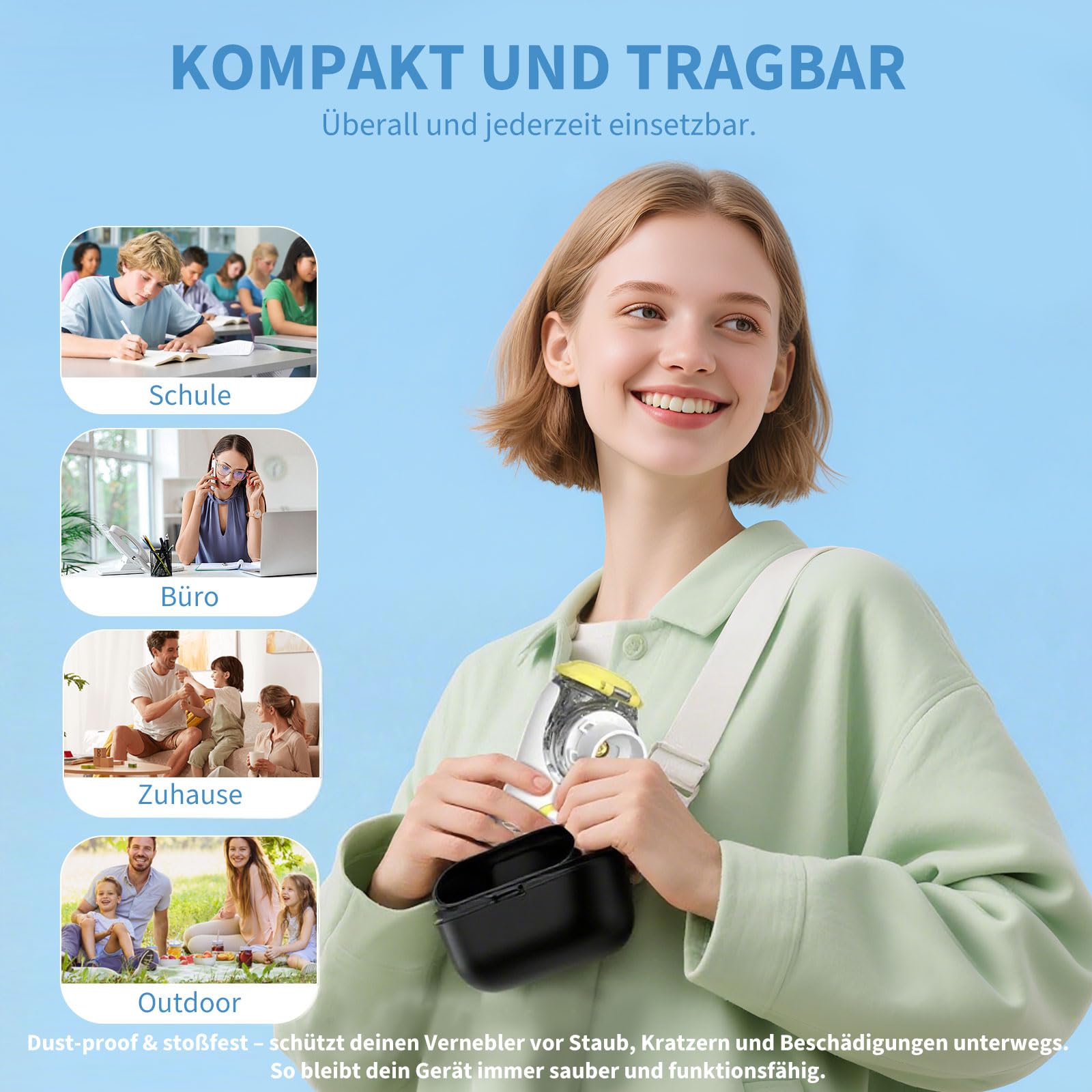 FEELLIFE Inhalationsgerät Kinder, Inhalationsgerät Inhaliergeräte für Erwachsene Inhalator Vernebler Inhaliergerät Nebulizer Inhalator Baby Air Kids Inhaliergerät Mini Aerosol Inhalator Leiser