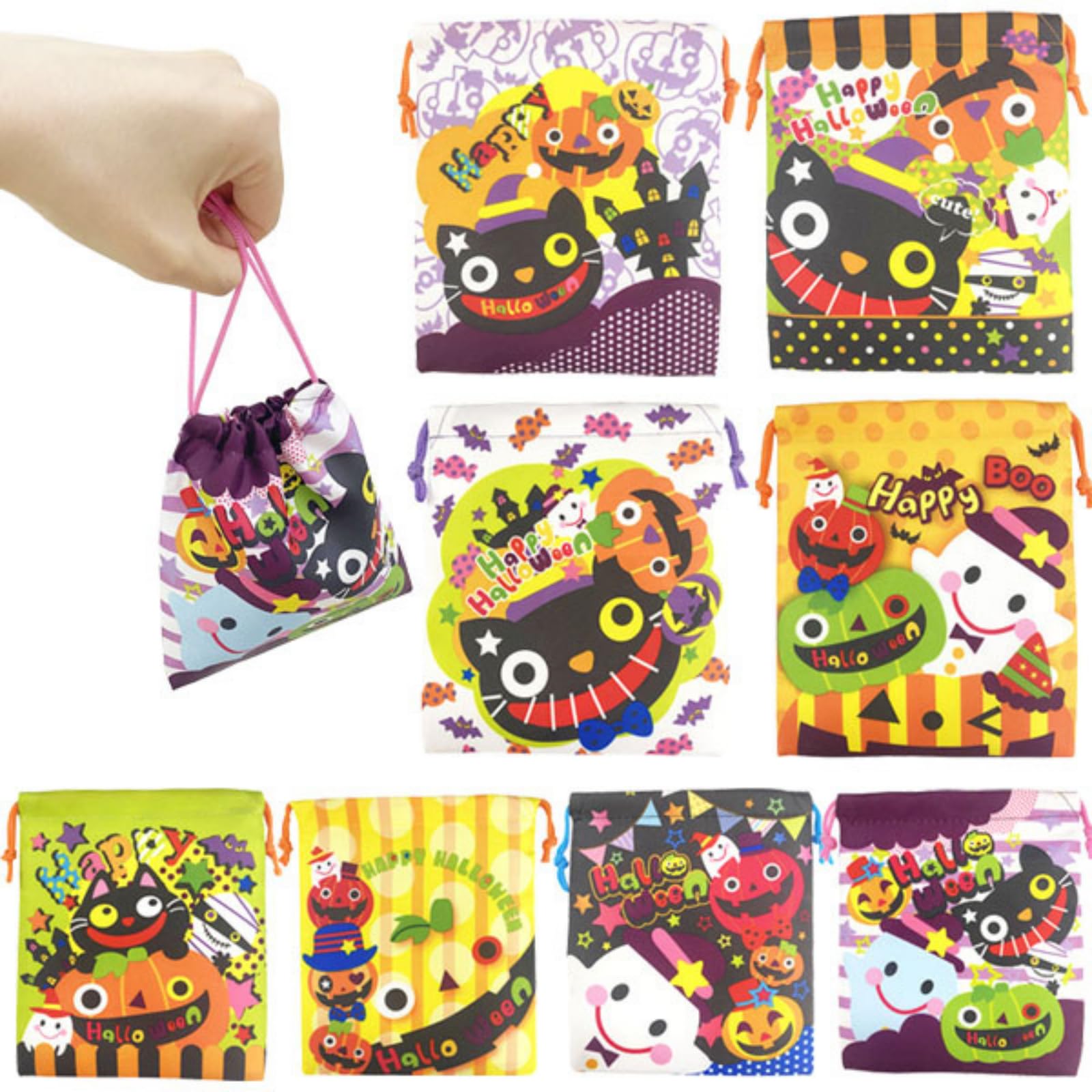 Amazon | 【16枚セット】ハロウィーン ミニ巾着袋 8種アソート 16枚