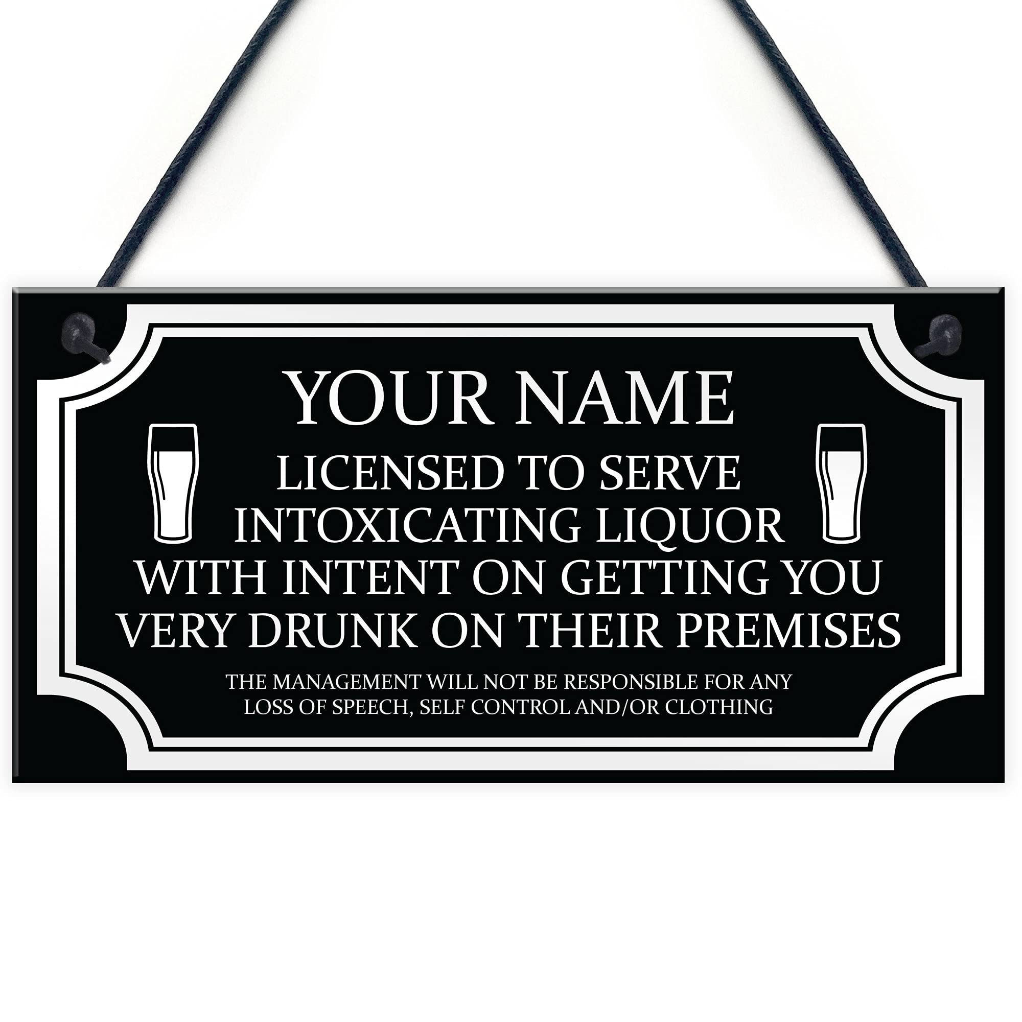 Licensee Sign BAR Home Bar Man Cave Pub Garden Sign Beer Vodka Gin Gift