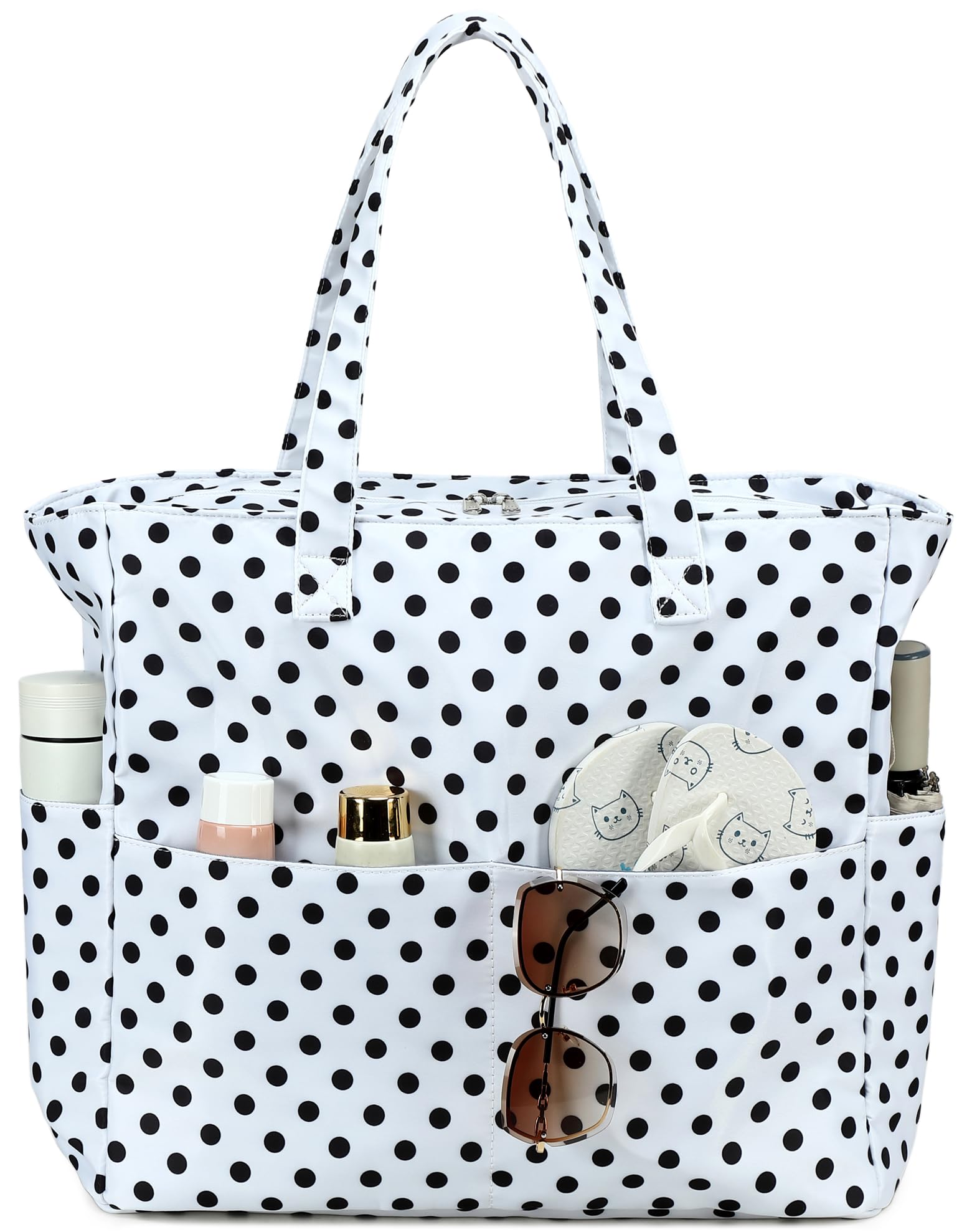 LEDAOU Beach Bag Waterproof Sandproof Women Beach Tote Pool Bag with Zipper for Swim Gym Grocery Travel with Wet Pocket