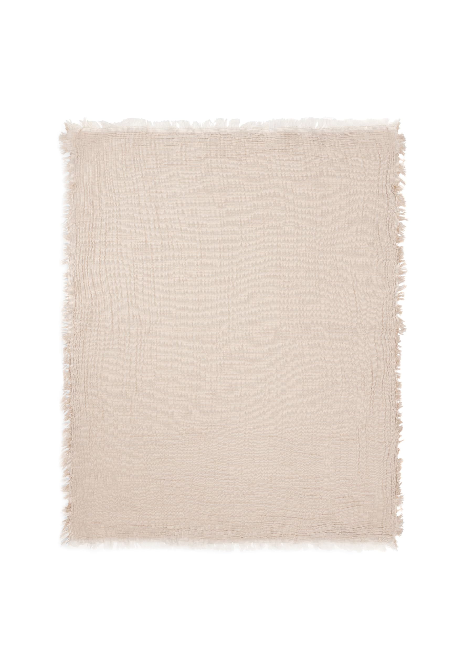 Jollein Couverture pour bébé Muslin- Fringe Stripe, biscuit/ivoire - 75 x 100 cm - 100% coton - Pour berceau bébé - 0,5 tog - Certifié GOTS - Avec franges