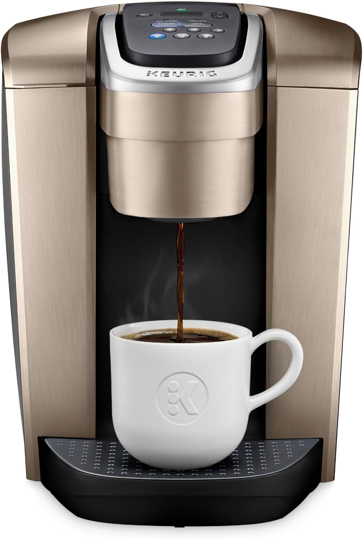 K-Elite Single Serve K-Cup Pod Coffee Maker, with Strength and Temperature Control, Iced Coffee Capability, 8 to 12oz Brew Size, Programmable, Brushed Gold