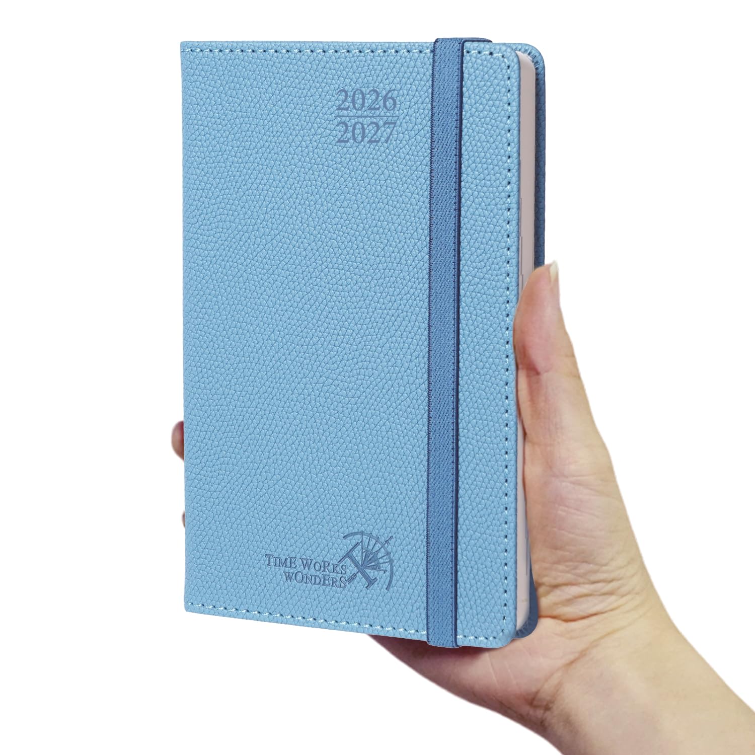 POPRUN A6 Academic Diary 2026-2027 Hardback Week to View (16x10.5 cm) 26/27 Horizontal Weekly Planner 17 Months (Aug'26 - Dec'27) Mid Year, Inner Pocket(Aquamarine)