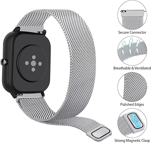 Miniatura 2 de Wanme Bandas de metal para Amazfit GTS 4  GTS 4 Mini  GTS 3  GTS 2  GTS 2e  GTS 2 mini, correa de repuesto de acero inoxidable de liberación rápida