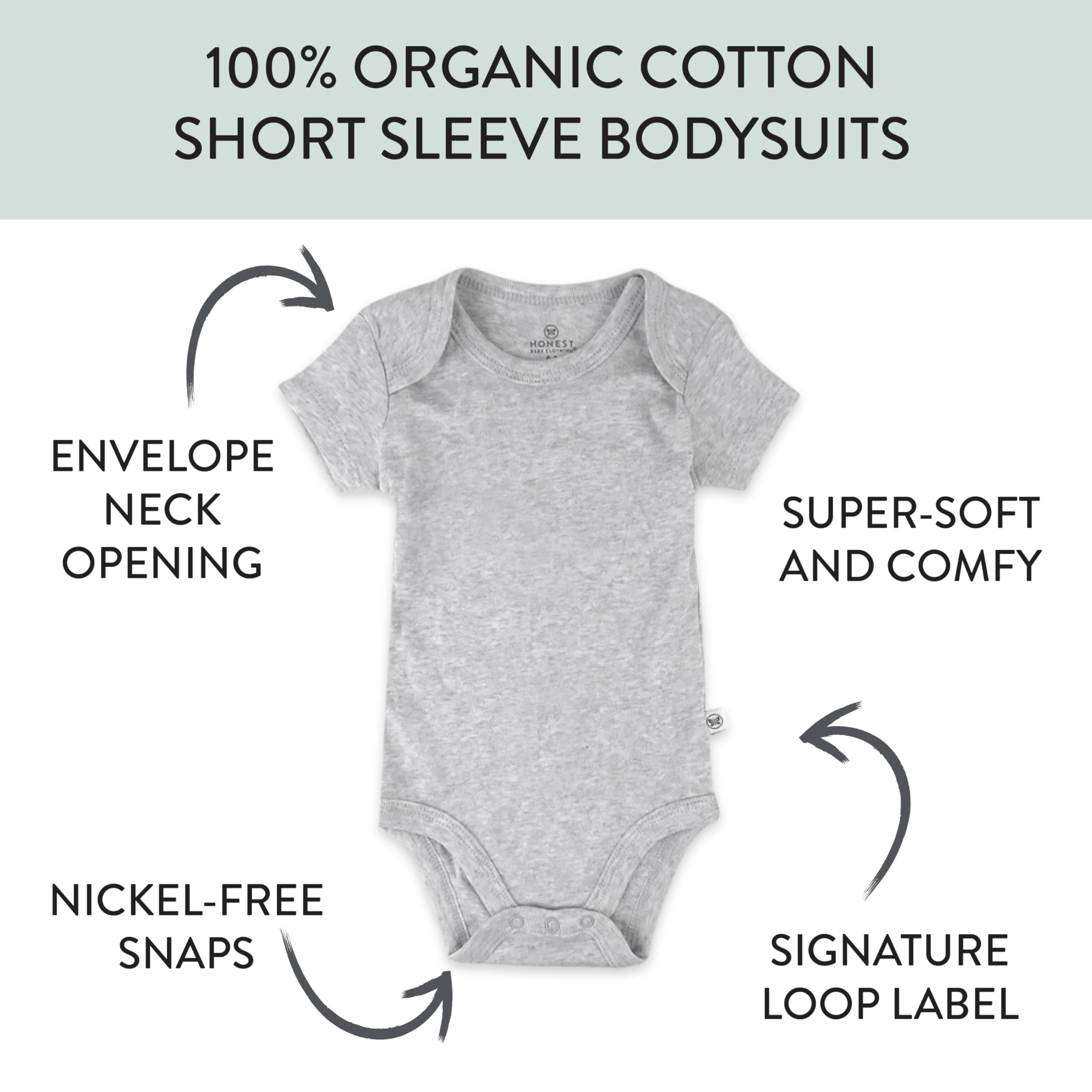 HonestBaby Body de manga larga de algodón orgánico para bebé, paquete de 5
