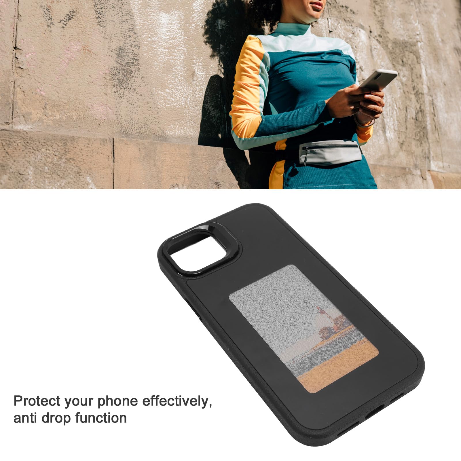 Jiawu Custodia per Telefono con Schermo Smart Ink con Funzione di Aggiornamento NFC, Profilo Sottile per Utenti 14Plus (BLACK)
