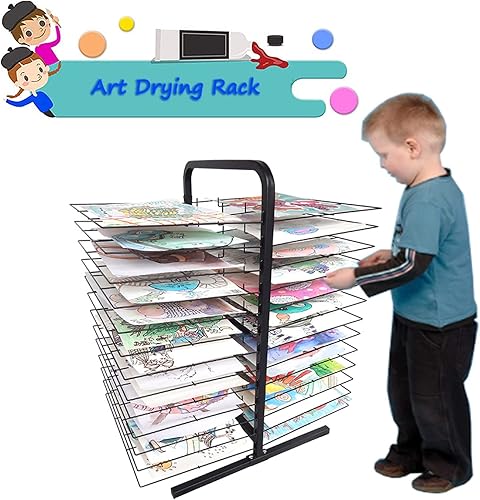 Miniatura 4 de Estante de secado de arte móvil de 10 pisos, caballete de secado de estudio de arte, estante de secado de productos educativos, ideal para escuelas