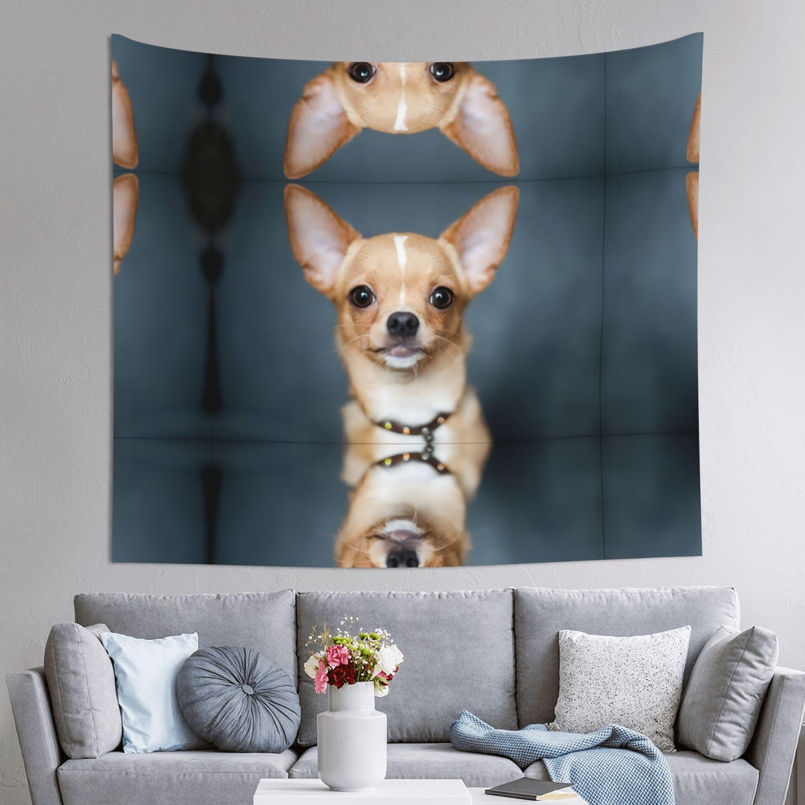 HLSBSSL 60x51in cute chihuahua Printed Tapestry Tablecloth for Dormitory and Picnic Rooms - Multifunctional Fabric Hanging