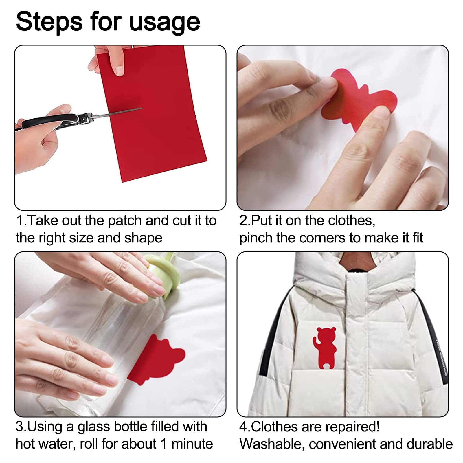 LuxStellar Reparaturset Für Daunenjacken | 10 Selbstklebende Bügelflicken In 5 Farben