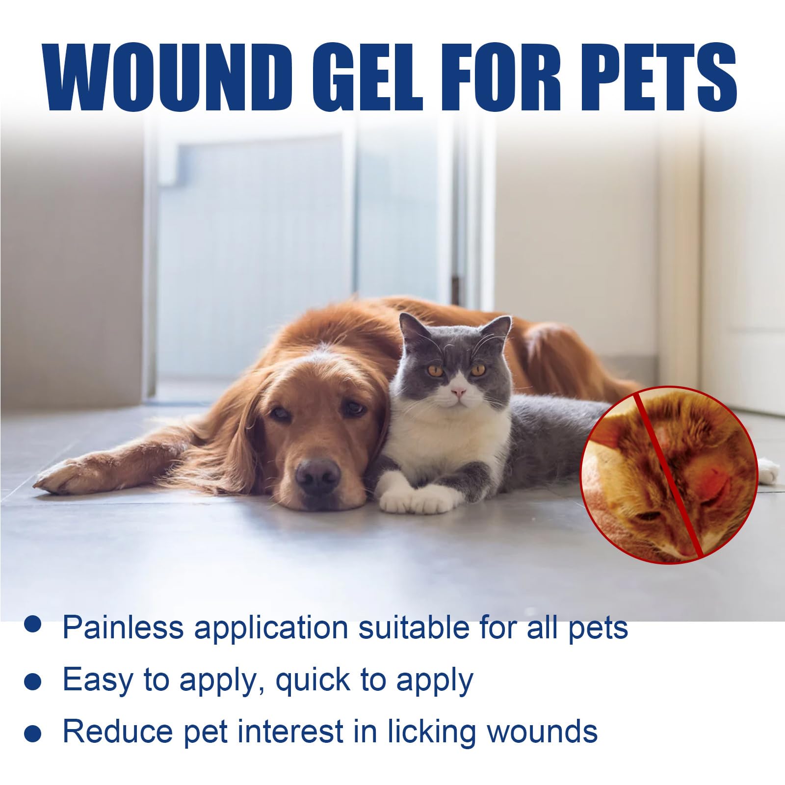 Gel Soin des Plaies pour Animaux,Gel de Soin des Plaies pour Chiens et Chats,Gel de Guérison Imperméable,Gel Apaisant pour Les Plaies pour Chats et Chiens