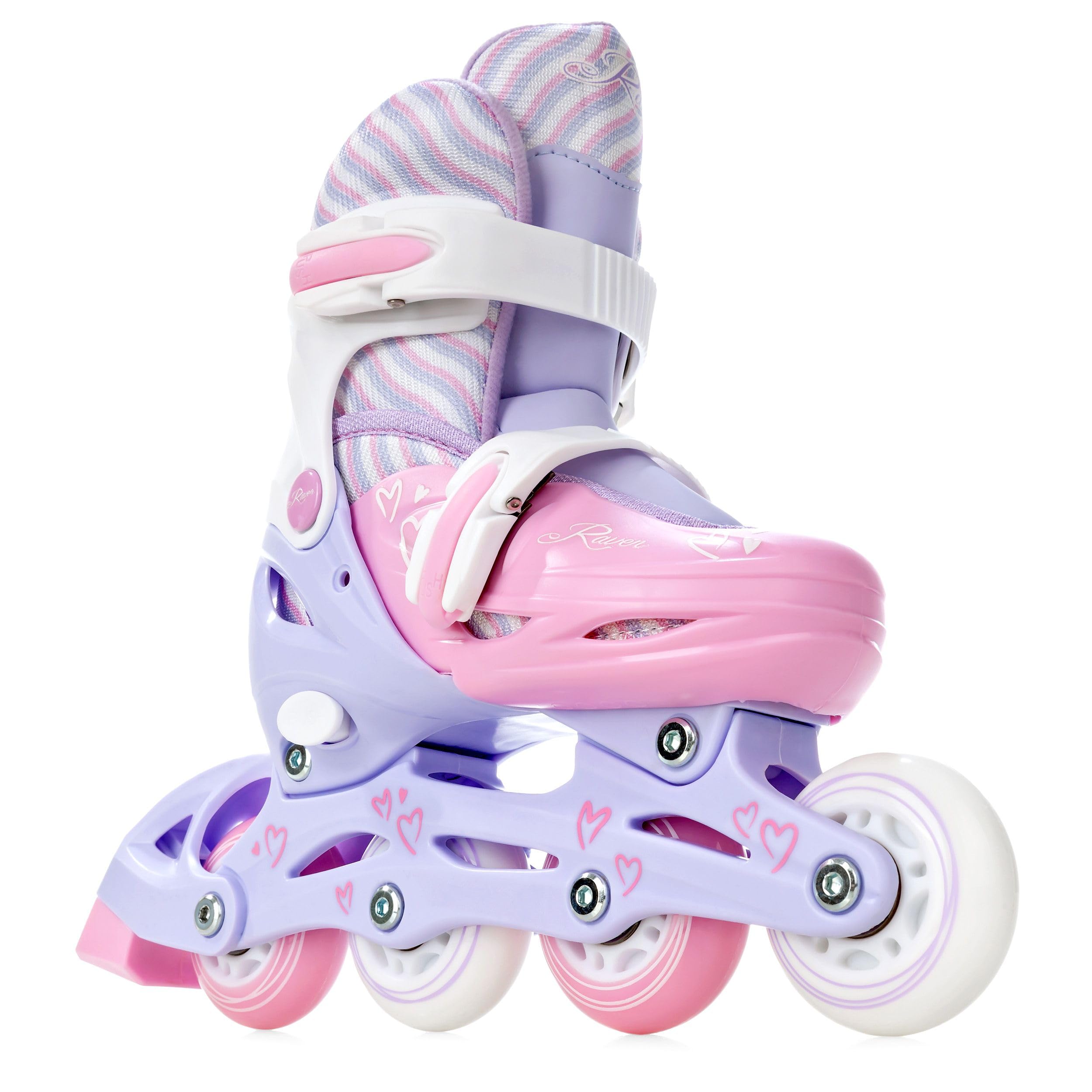 Raven - Roller en Ligne Loret Roues LED du 27 au 30 Enfant Mixte Taille Ajustable Menthe/Rose Raven