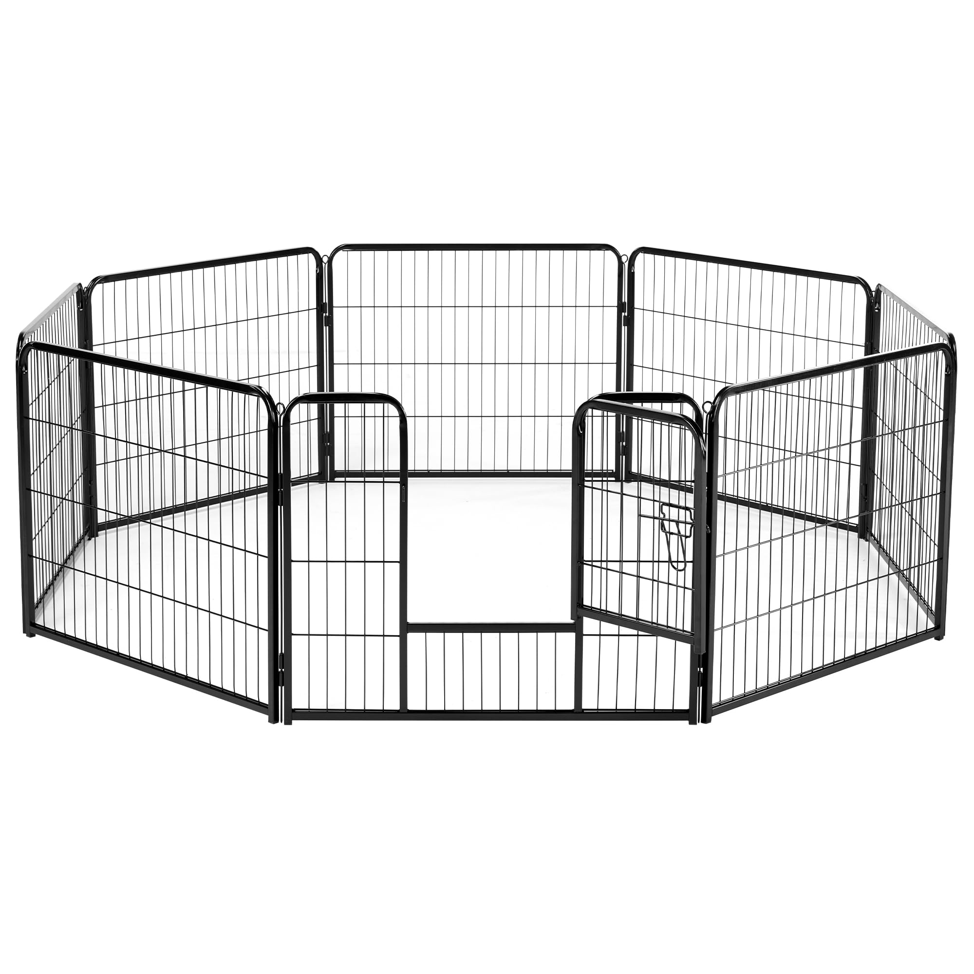 NEWBULIG Dog Playpen Indoor with Door, Fence for Small Pet Animals, Puppy Cage with gate for Yard Outdoor, 8 Panel 24 Inch Tall, Black
