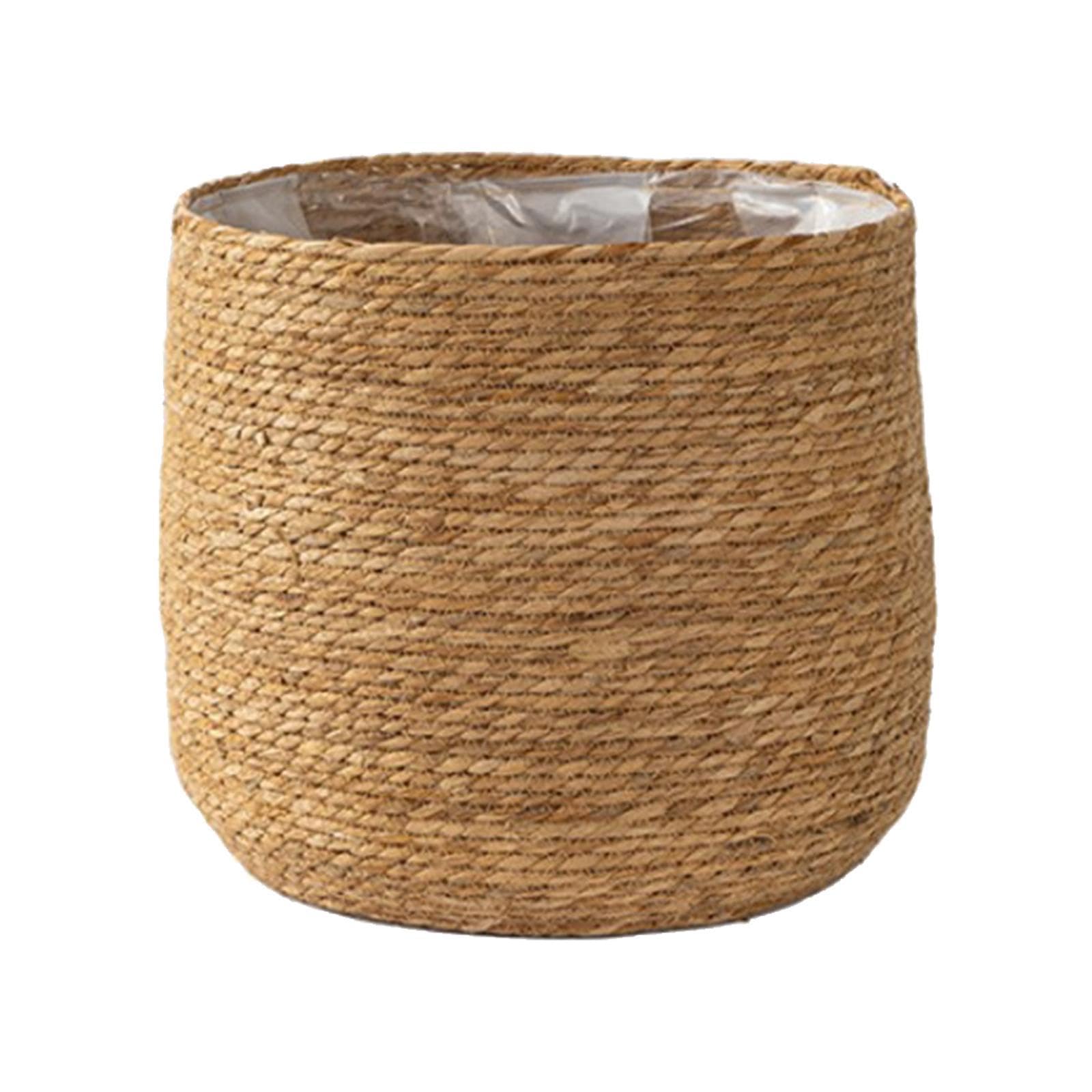 Milageto Cesta Tejida para macetas, Maceta rústica de Gran Capacidad, Organizador práctico, Cesta de Flores, contenedor para Dormitorio, Interior y Exterior