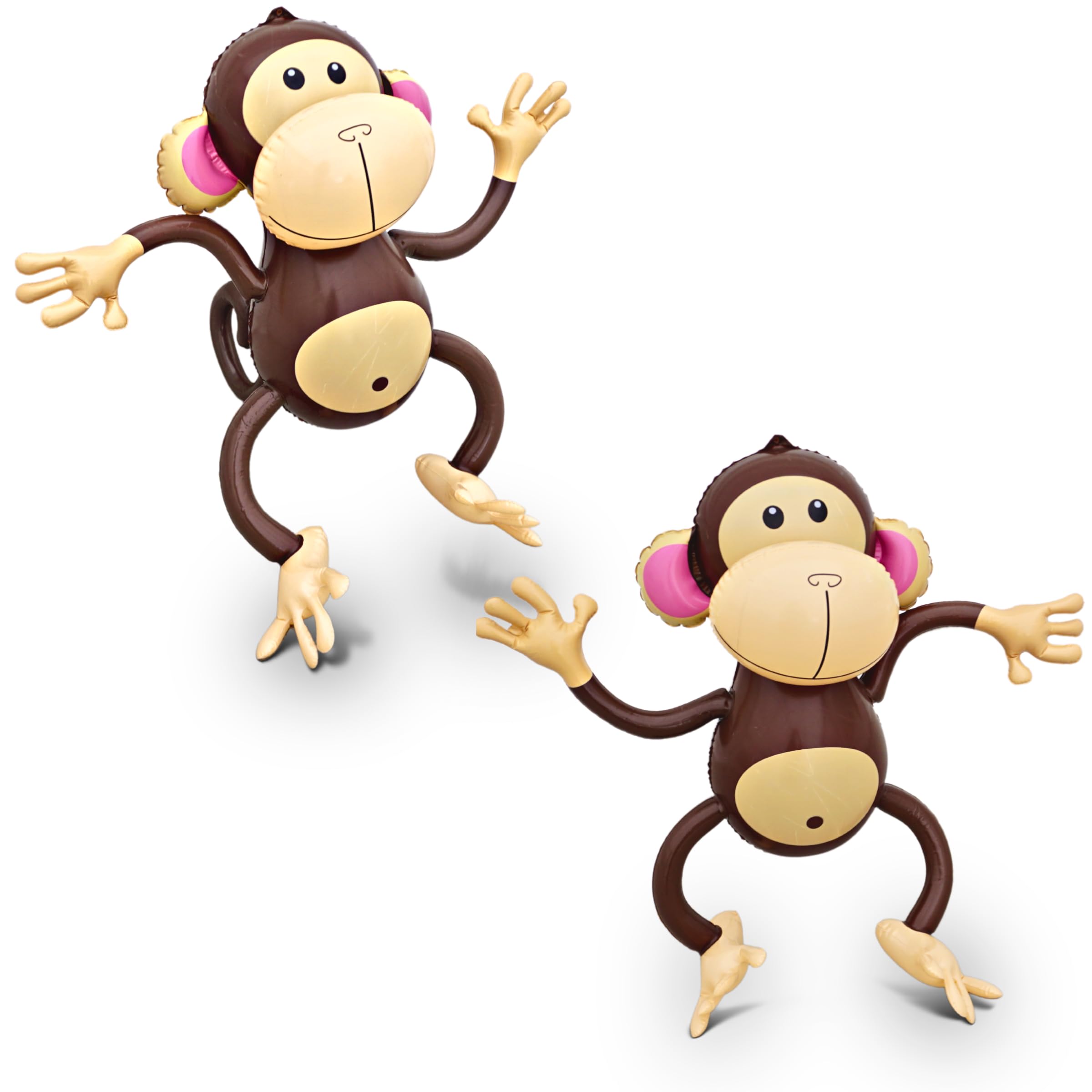 4E's Novelty Inflatable Monkeys (2 Pack) 27 Inch Large Monkeys Inflatables for Jungle Decor, Safari Jungle Birthday Decorations, Kids Animal Party Supplies, Baby Shower Favors
