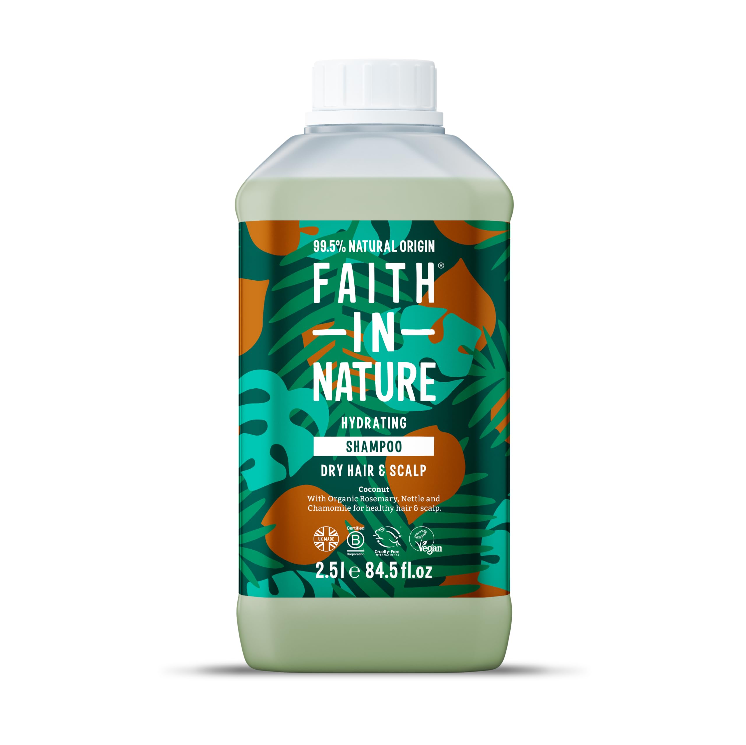 FAITH IN NATUREOrganic Coconut Shampoo, Hydrating for Dry Hair & Scalp, Vegan & Cruelty Free, No SLS, Silcones or Parabens, 2.5L Refill[Amazon-developed Certification] Compact by Design