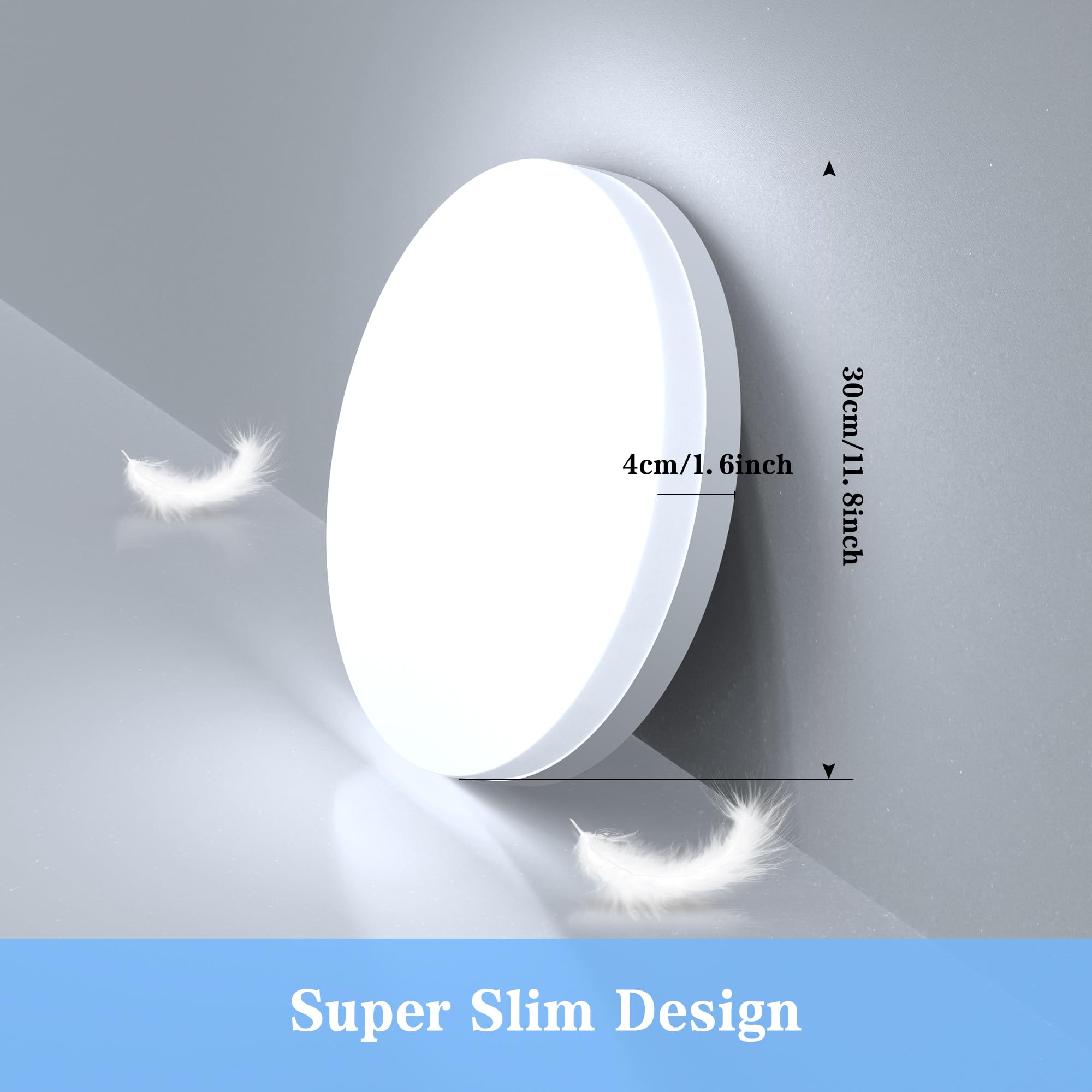 EASY EAGLE Plafoniera LED Soffitto 48W, Lampada da Soffitto LED 6500K 4800LM Plafoniera Bagno Rotonda Ø30CM Plafoniere da Ufficio Luce Soffitto per Camera da Letto, Cucina, Soggiorno, Balcone