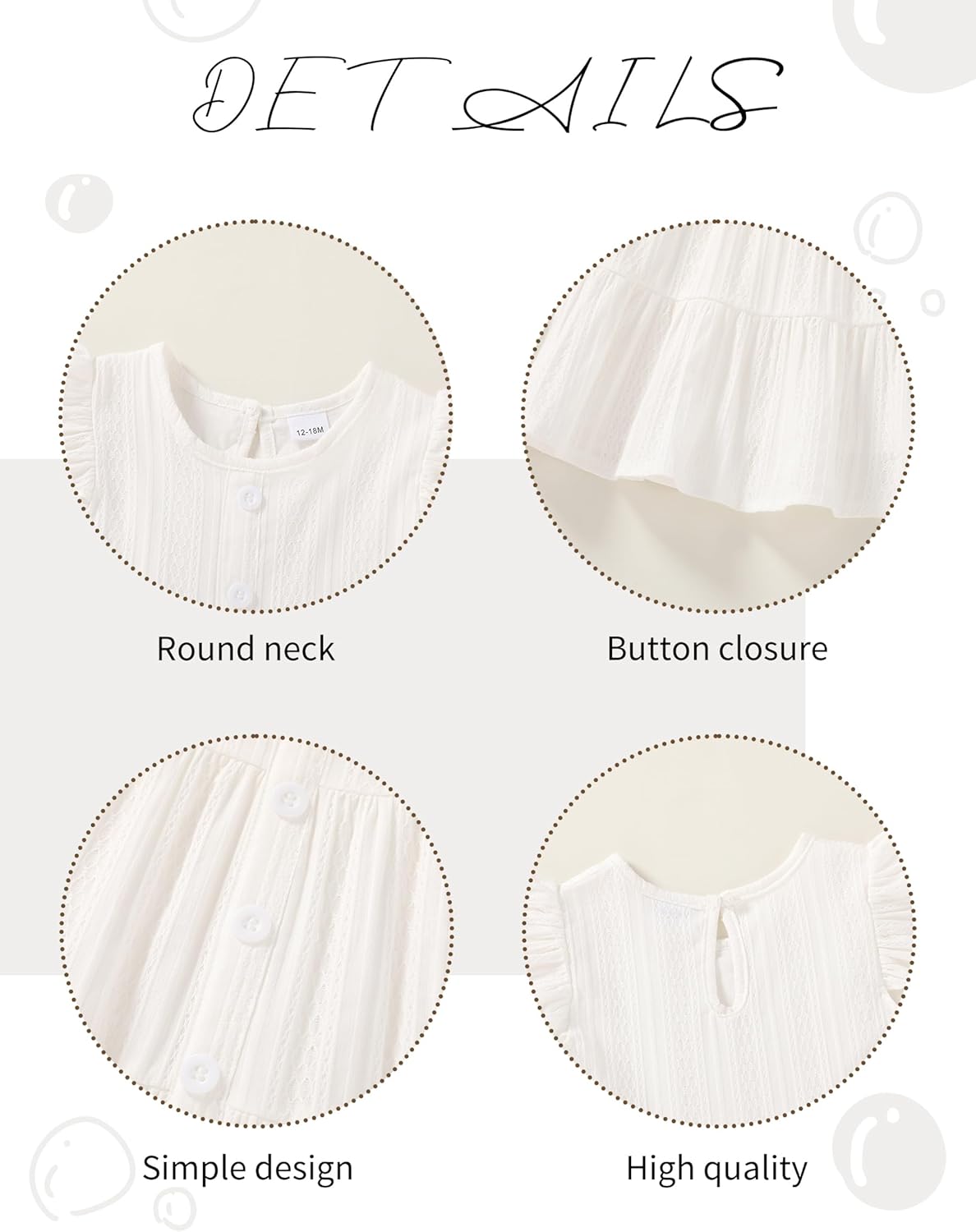 Happy Town Toddler Baby Girl Casual Dresses Summer Sundress Ruffle Button Down Solid Girl's Boho Dress Spring Outfits - Image 5