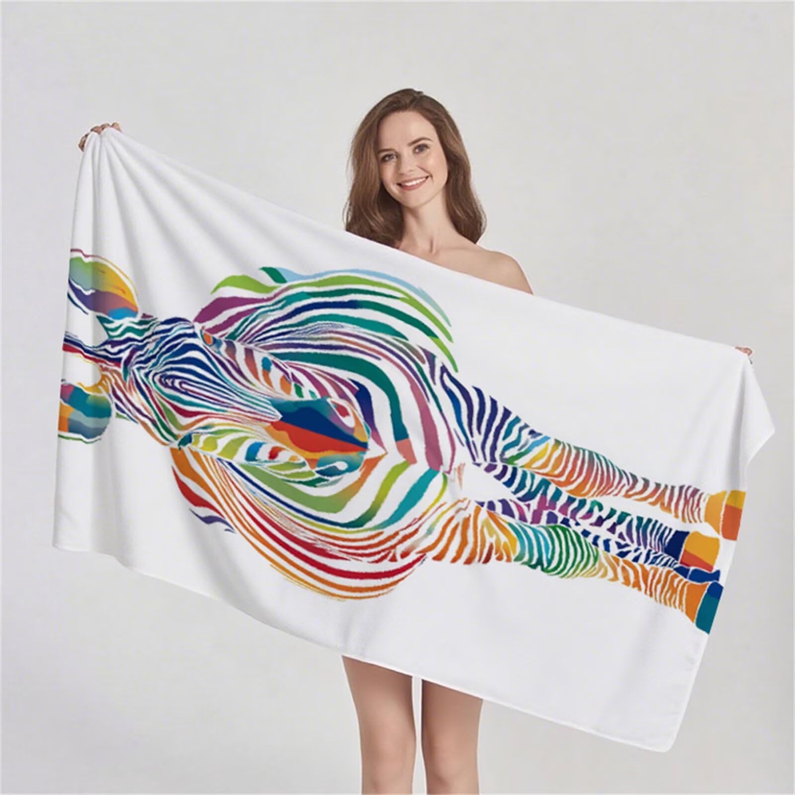 Telo Mare Microfibra 80x180 cm Telo Mare Grande, Asciugamano Palestra Assorbente Asciugatura Rapida, Asciugamano Mare Antisabbi Stuoia Spiaggia per Piscina, Campeggio, Viaggio - Zebra Coloré G1-1002