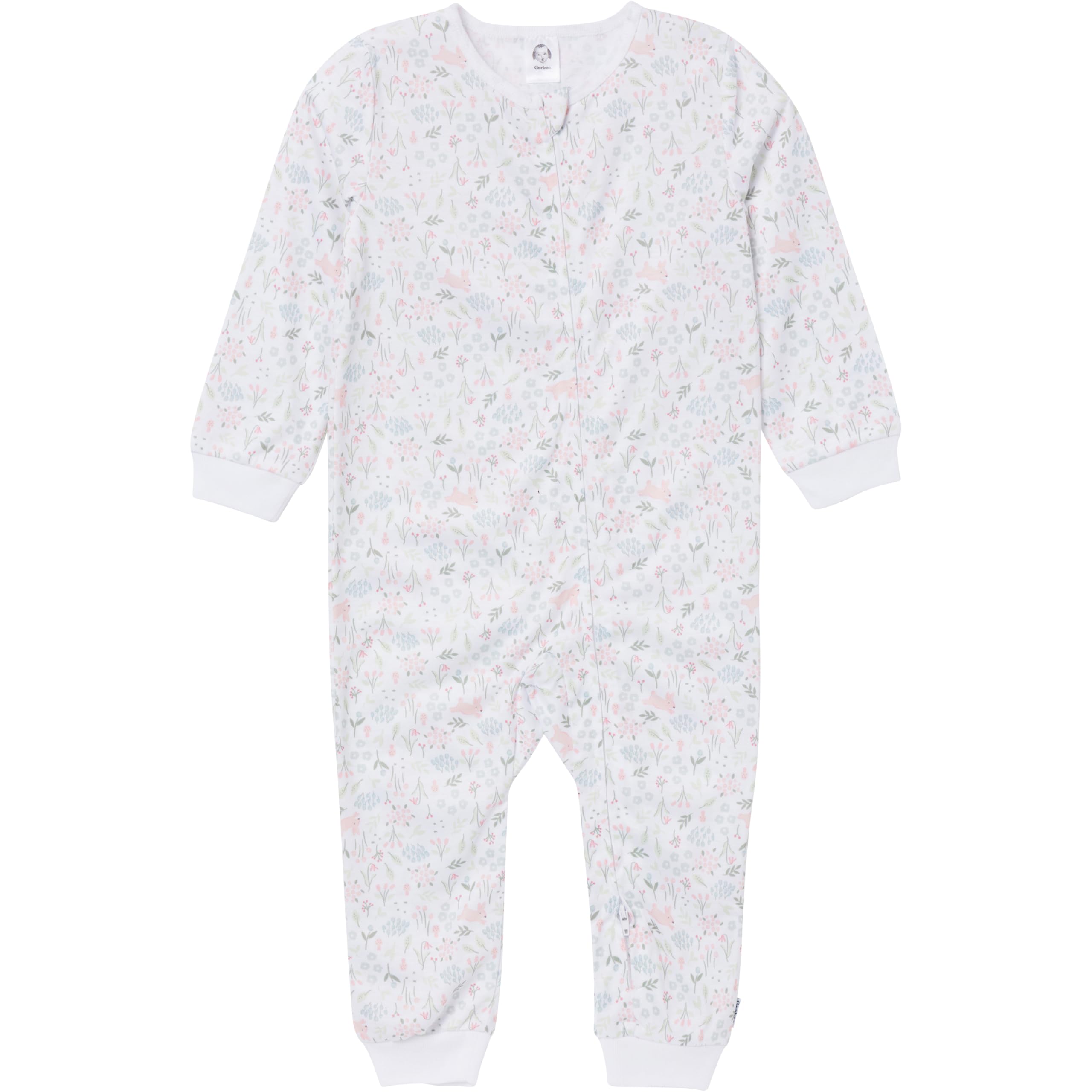 Gerber Girls' Loose-Fit Polyester Jersey Footless Pajamas, Bunnies