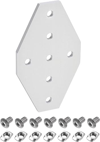 Miniatura 1 de uxcell 2 piezas de soporte de esquina cruz de 2.362 x 3.937in, kit de juntas de 7 agujeros, perfil de aluminio 2020 con tuercas en T y tornillos