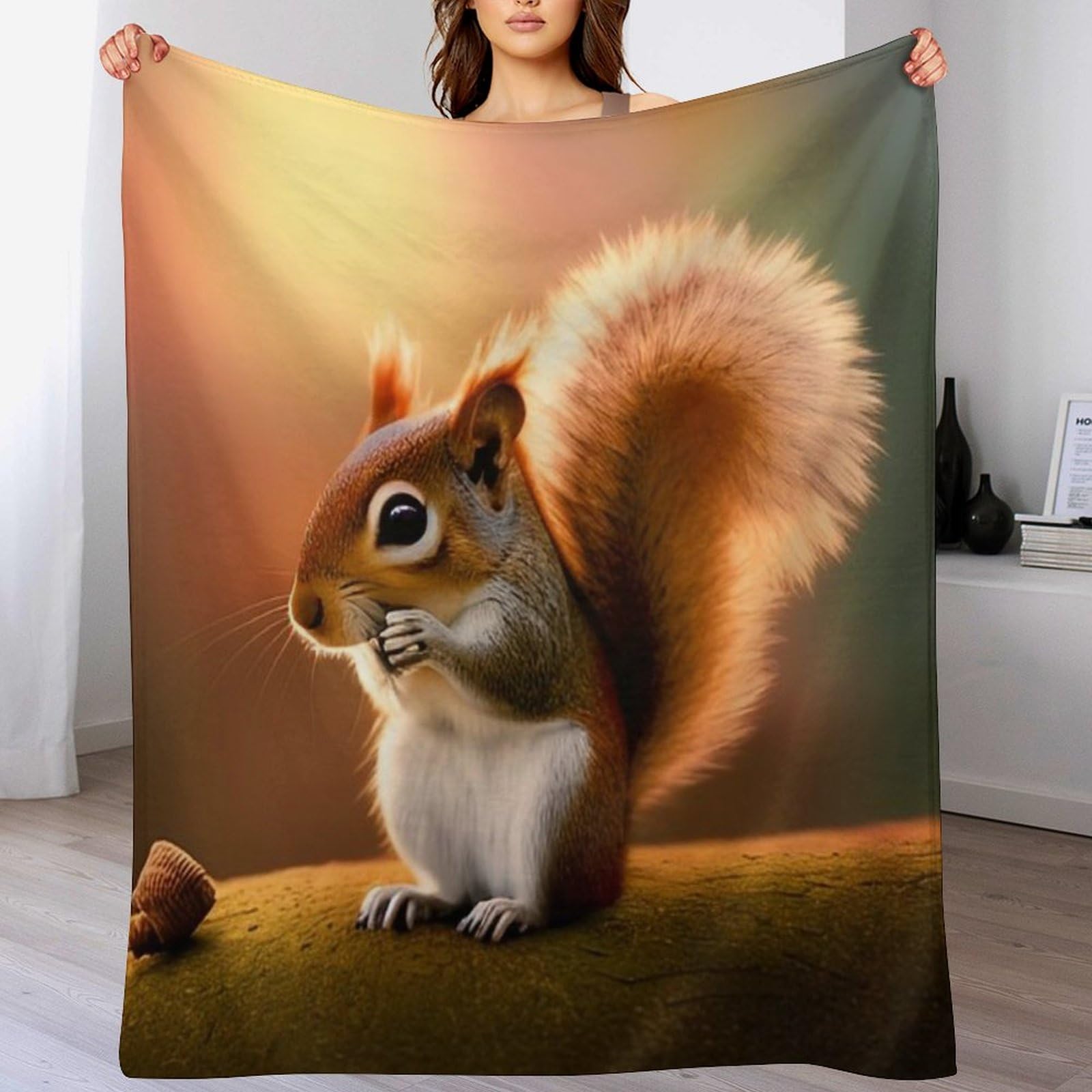 Couverture écureuil chaude et confortable en flannel isolante 150x200