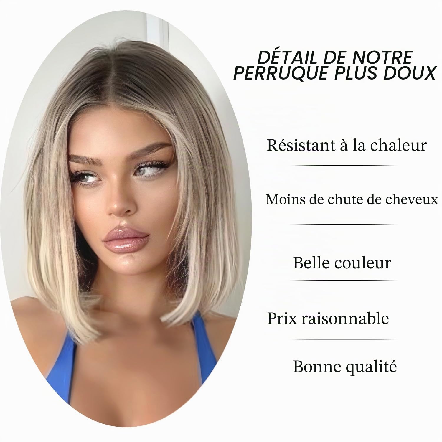 testar Perruque blonde courte pour femme courte et droite ombrée blonde cheveux naturels naturels perruques synthétiques sans colle pour usage quotidien fête 12 pouces