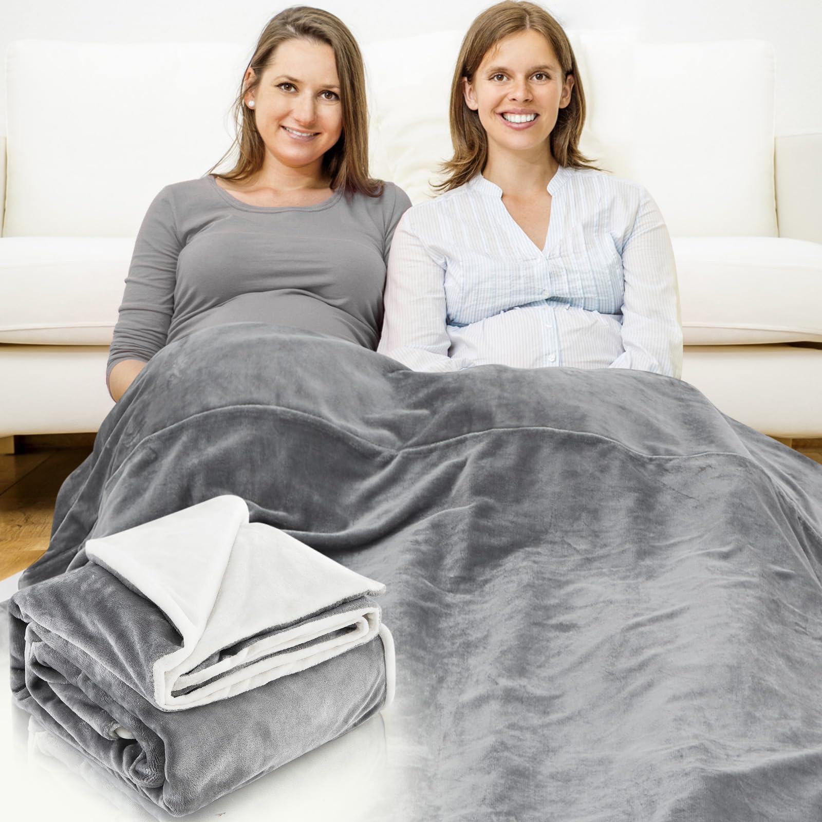 Preboun 61 x 51.18 Inch Large Faraday Blanket for Protection Pregnant Babies, Emf Blocker Blanket for 5 g, Bluetooth, Phone Towers, Two Sides Using for Beds Couches Travel (Flannel, Grey)