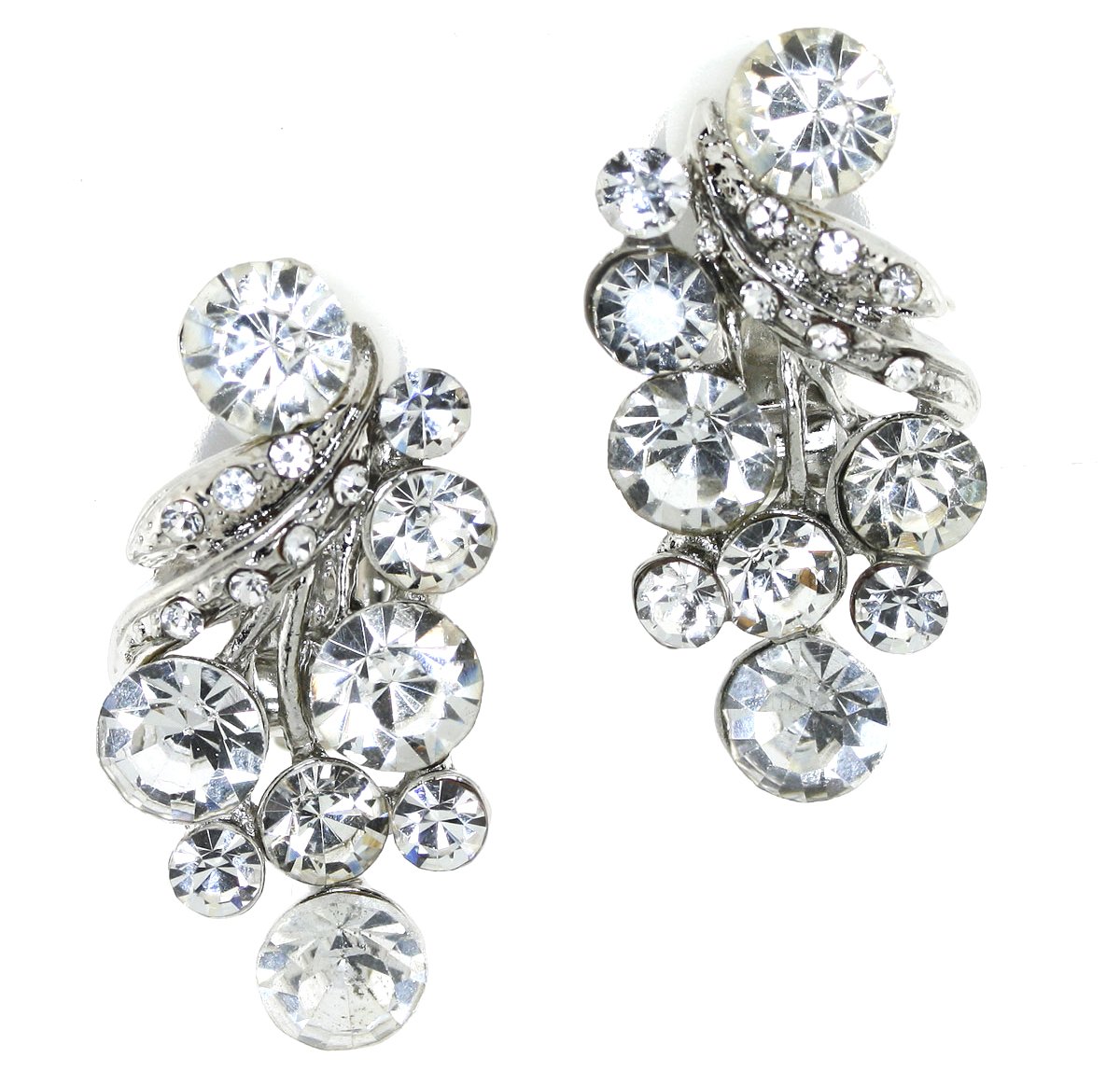 Vintage Sparkling Simulated Rhinestone Clip-On Earrings