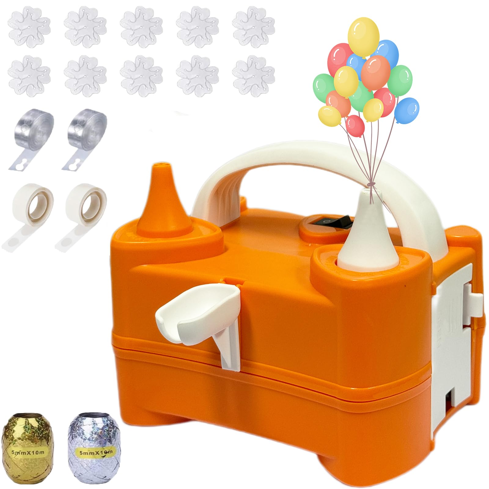 Electric Balloon Pump, Portable Dual Nozzle High Power (AC220-240V 600W) Balloon Inflator Blower Pump for Party, Wedding, Birthday, Activities and Festival Decoration