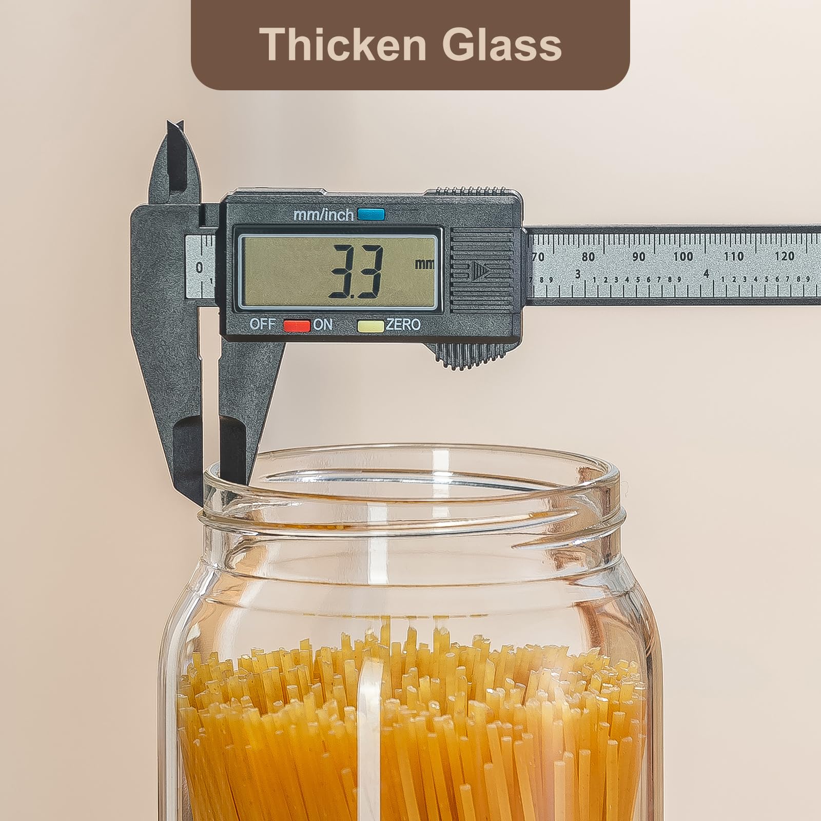 Pasta-Vorratsdosen aus Glas mit luftdichtem Schraubdeckel, 2000 ml, dickes Glas, Küchenbehälter mit 132 Speisekammer-Etiketten, hoher Spaghettibehälter mit Holzdeckel für Nudeln, Spaghetti, Müsli, 3
