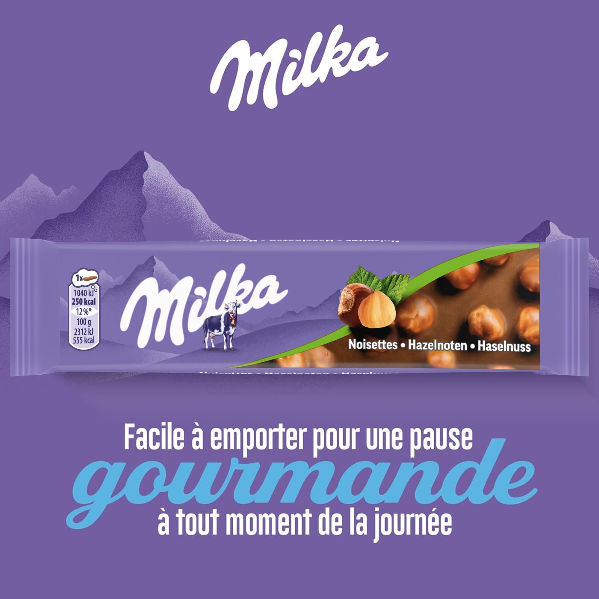 Milka - Barre Chocolat au Lait et Noisettes Entières - 30x45g
