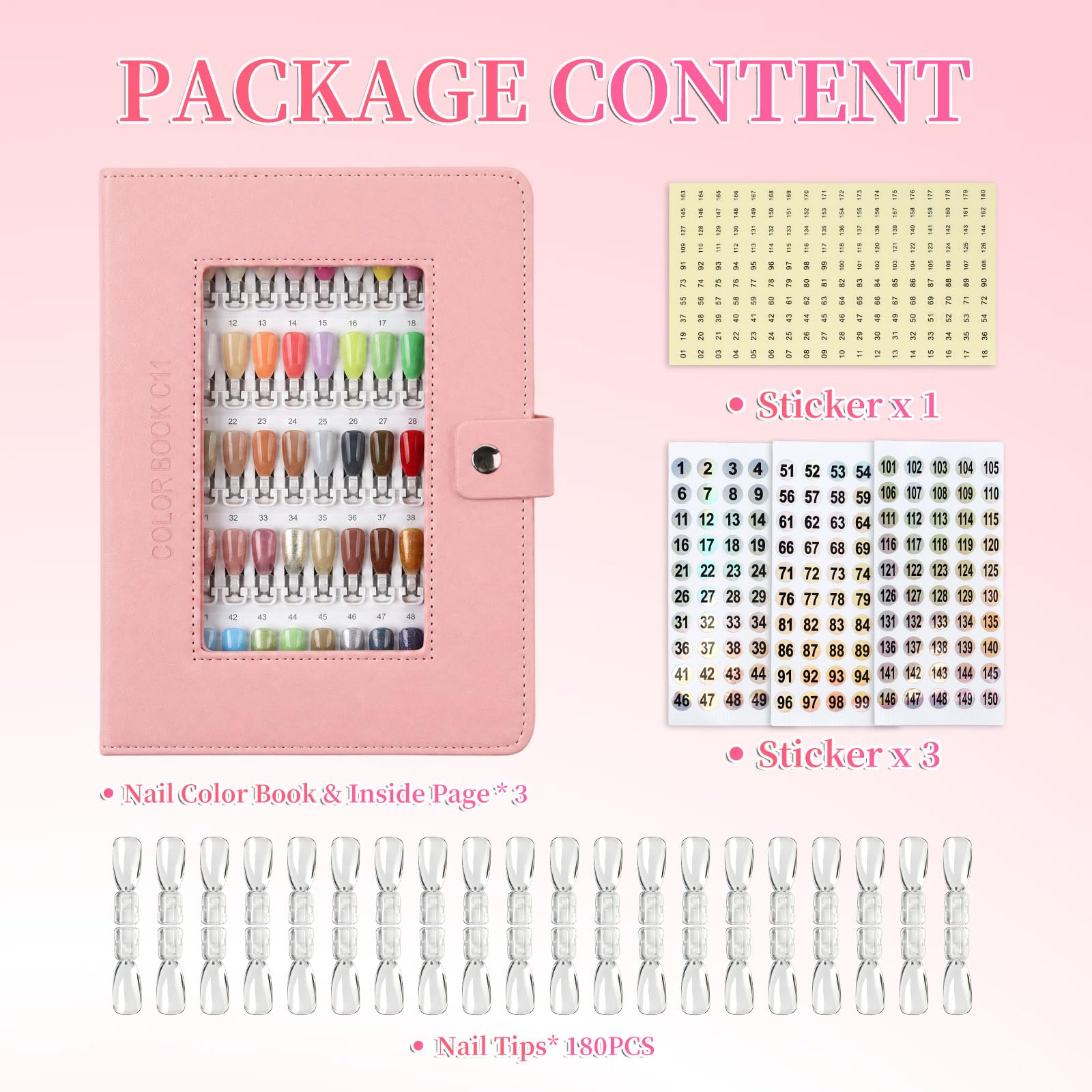 Nail Polish Color Swatch Book with Replacement Tips and Number Labels