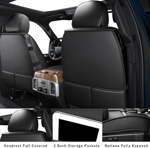 Miniatura 4 de Fundas de asiento de camión compatibles con Ford F-150 2009-2023 XL XLT Lariat King Ranch Platinum Tremor Pickup, protector de cojín de piel