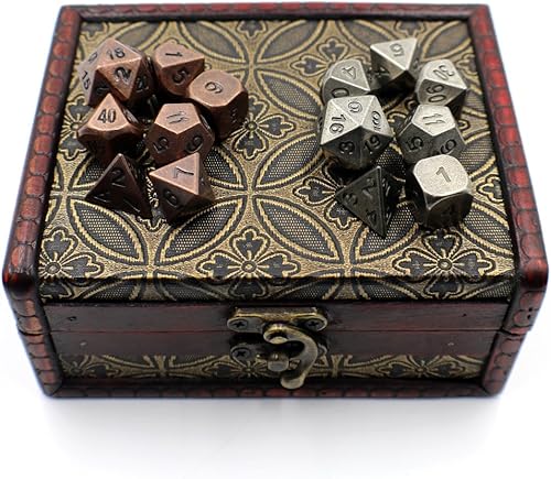 Miniatura 4 de Juego de dados de metal de juego de papel gemelo con cofre de almacenamiento para juegos de mesa