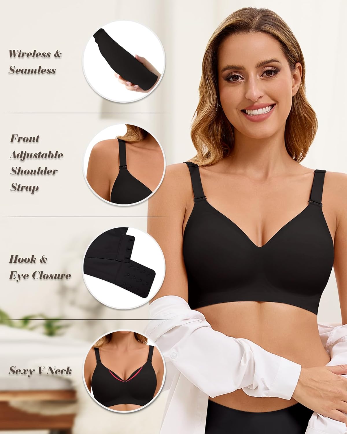 WOWENY Wireless Bras for Women No Underwire Push Up Bra Comfort Seamless Full Coverage Bralettes with Support Everyday Bra - Image 5