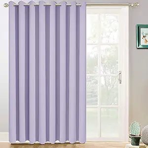 Yakamok Extra Wide Blackout Curtain for Sliding Glass Door, Grommet Thermal Insulated Room Divider Curtain 100W x 84L inch, Room Darkening Patio Curtain,8.3ft Wide x 7ft Tall, 1 Panel,Lilac