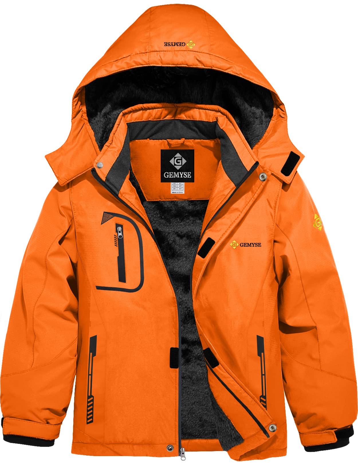 GEMYSE Bambini Giacca da Sci Impermeabile Pile Antivento Giacche Ragazzi invernale Cappotto con Cappuccio